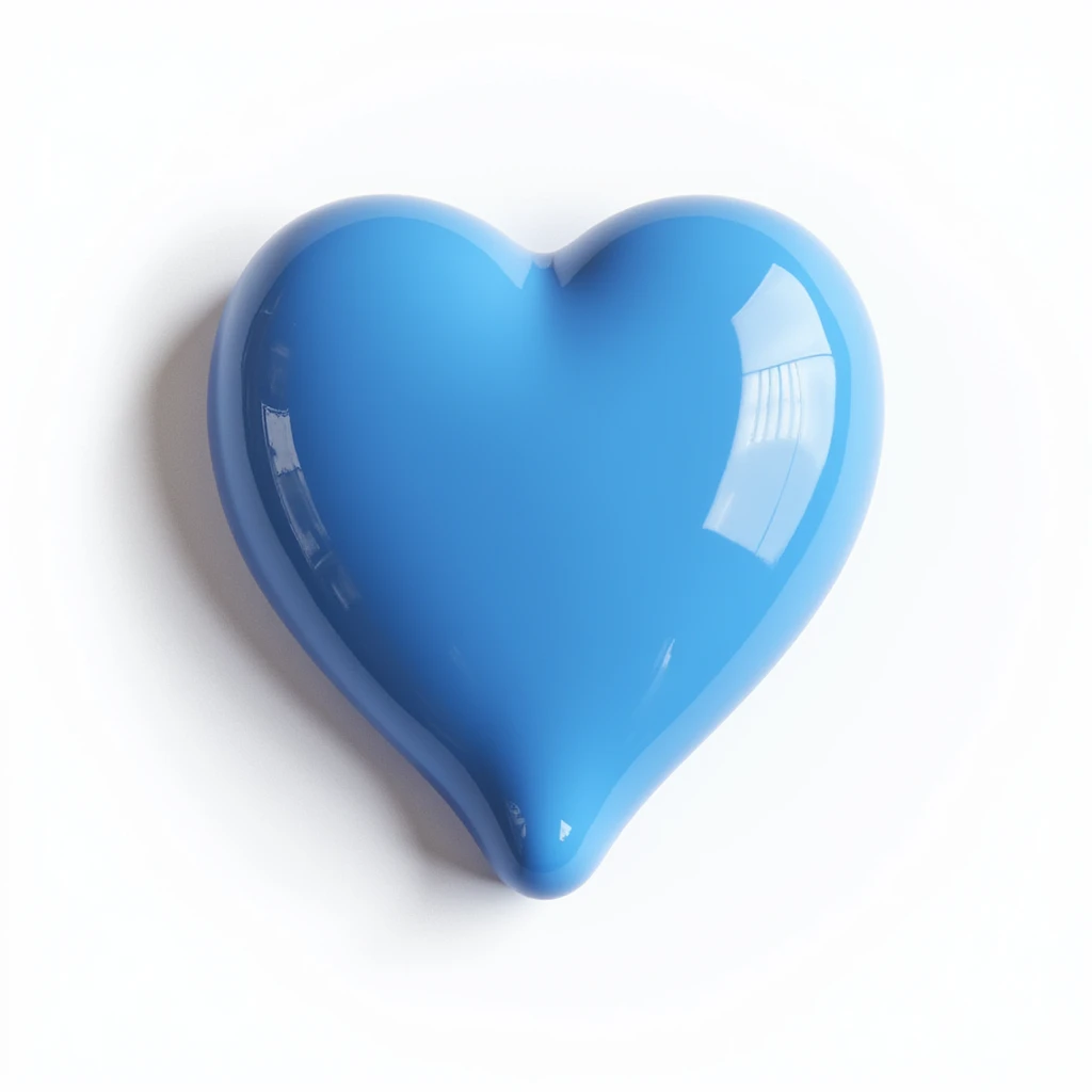 blue heart pistol, photorealistic style, glossy finish, on a white background emoji