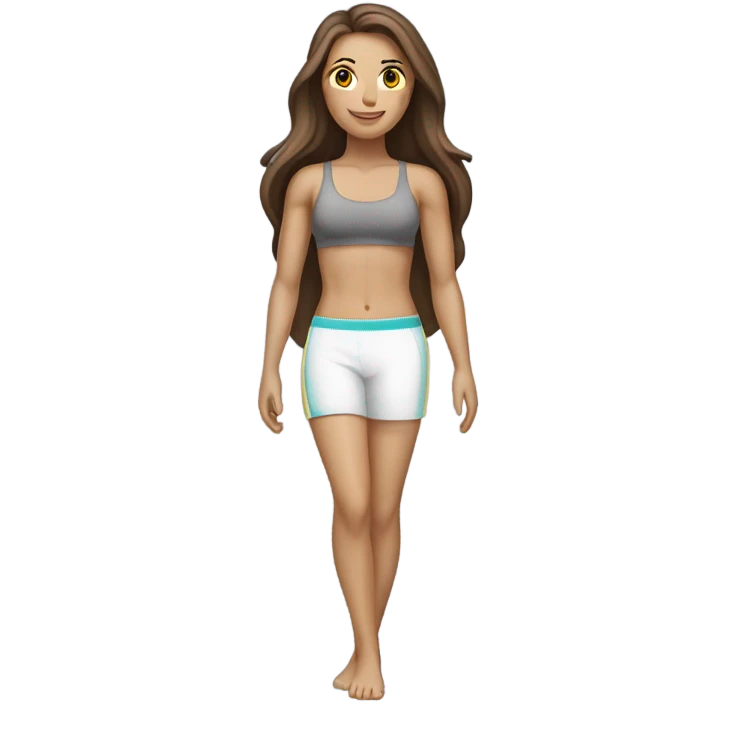 beach body woman caucasian long brown hair emoji