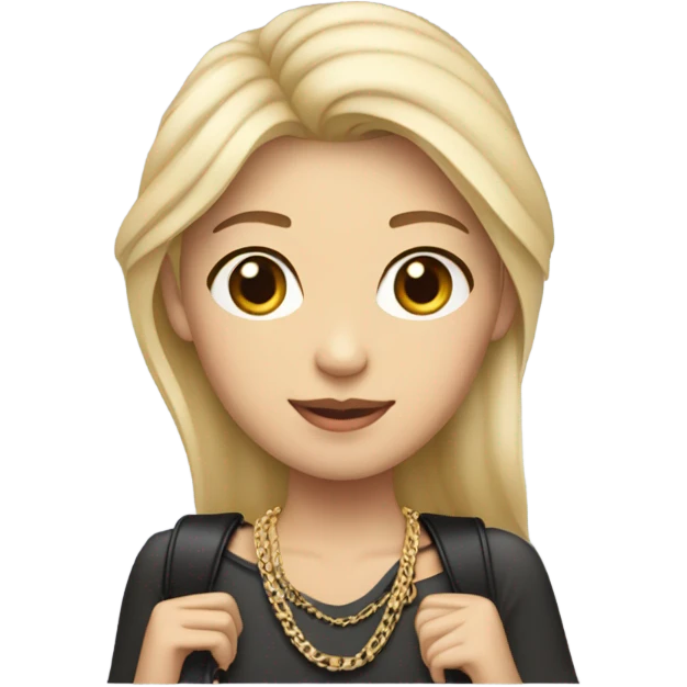 Blonde Chanel Asian Girl with Birkin bag and Chanel necklace emoji