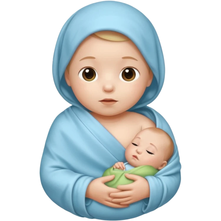 swaddled baby emoji, soft colors, peaceful expression, apple style emoji