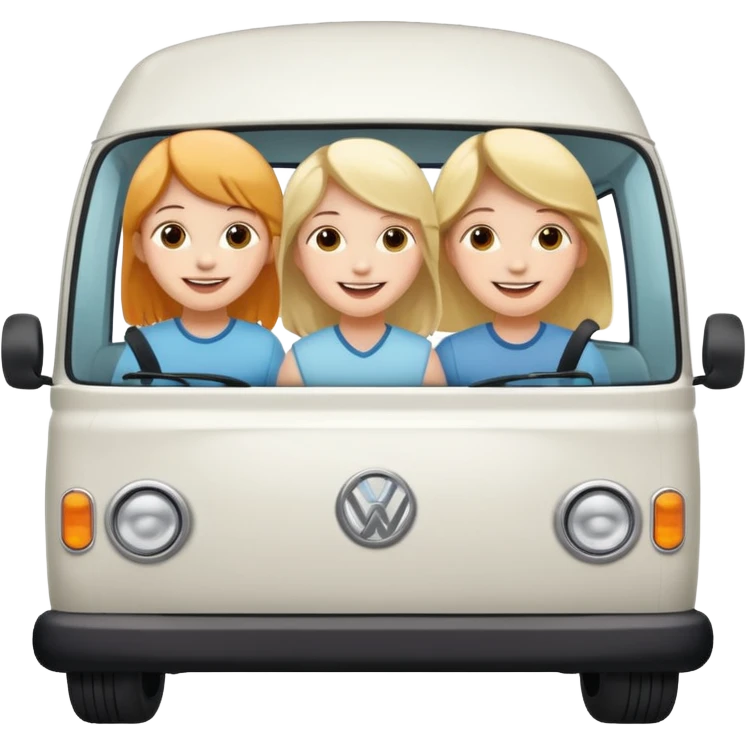 Camionnette blanche avec des enfants dedans emoji