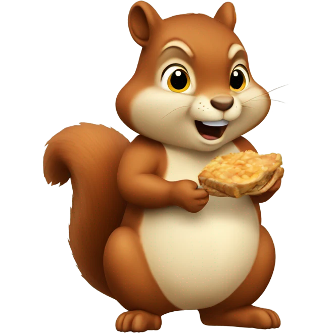 A fat squirrel eating a nit emoji