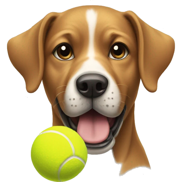 A dog with a tennis ball emoji