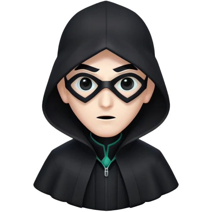 Squid Game Front Man with black geometric mask and black coat emoji