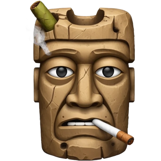 Blocky Easter island head smoking cigar emoji
