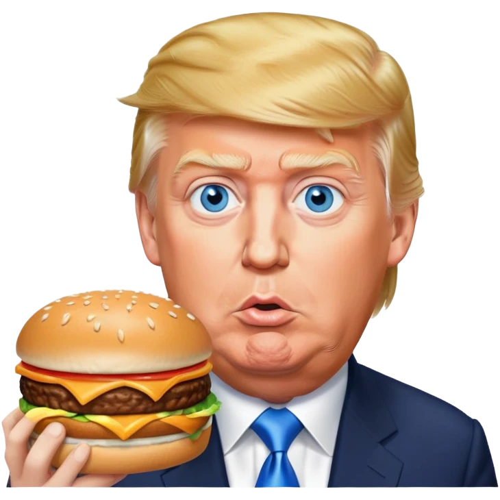 Donald Trump blue eyes eating a Big Mac  emoji