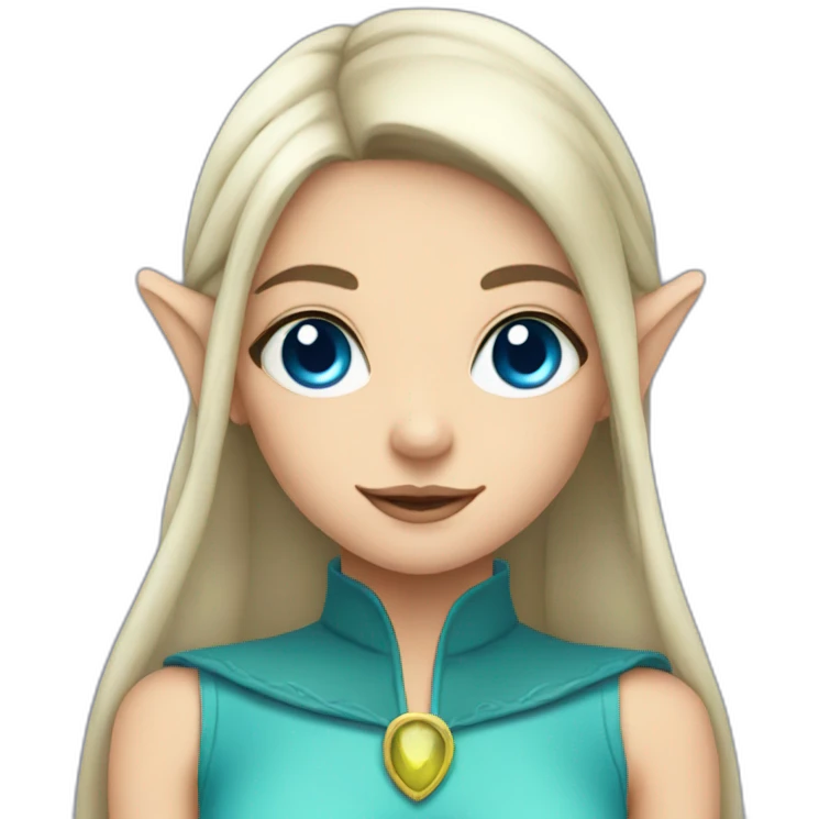 Elf girl with dark hair and blue eyes emoji