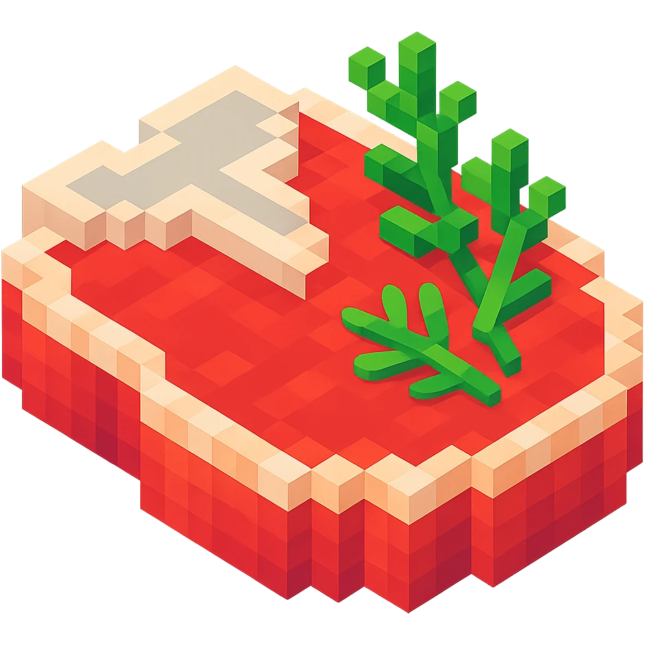 steak with a bone-in and herbs garnish emoji