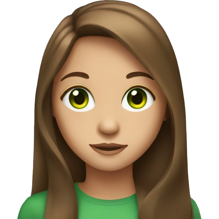 girl with long brown hair and green eyes emoji