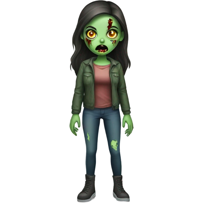 Brunette zombie girl in horror zombie green  emoji