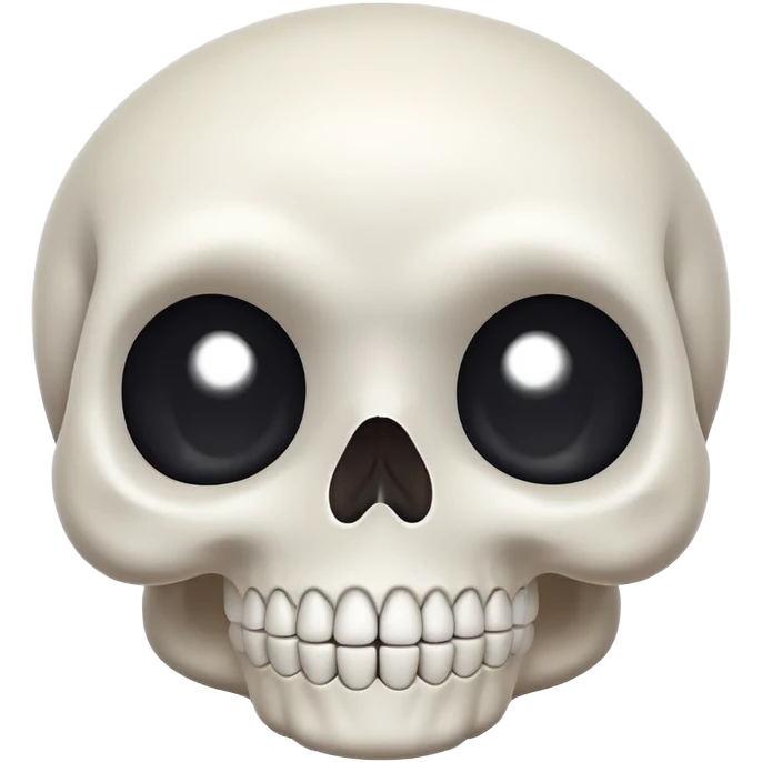 A cute, white-colored skull with soft, rounded features and a friendly expression, looking whimsical not frightening emoji