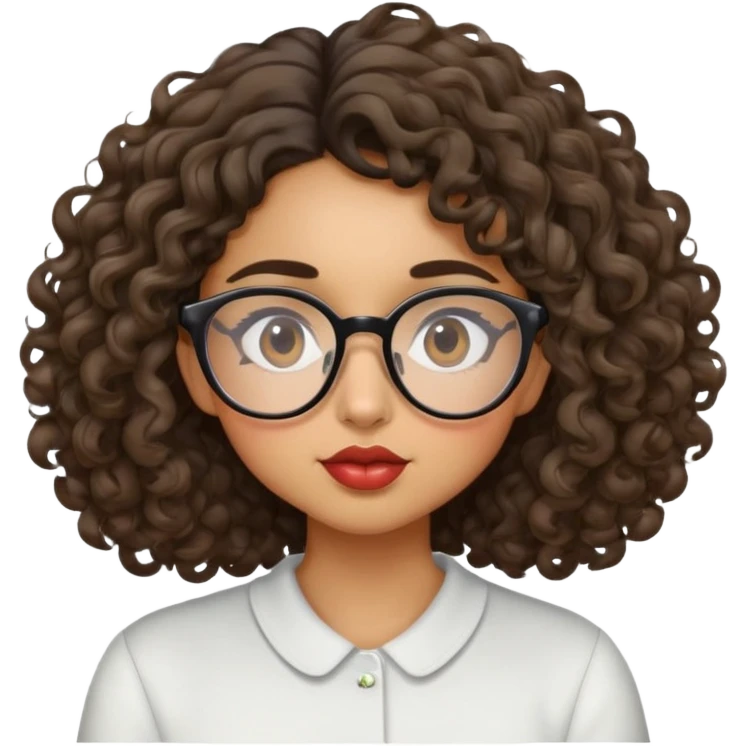 Kissing a olive skin toned girl with glasses and medium length curly hair emoji