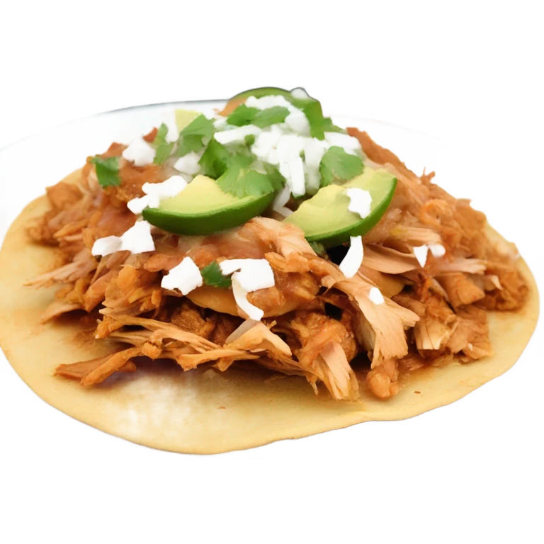Shredded Chicken tinga tostadas on a white plate emoji