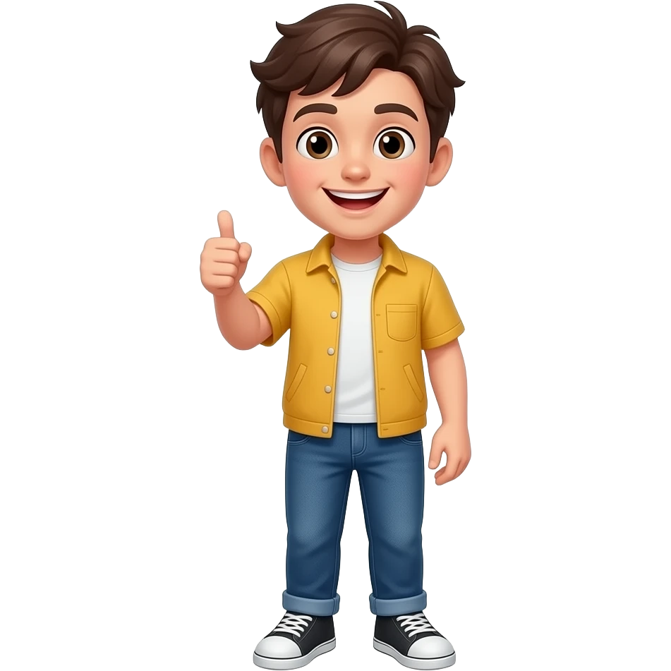 emoji jugendlicher der Witz erzählt mit Geste daumen, ganzer Körper emoji