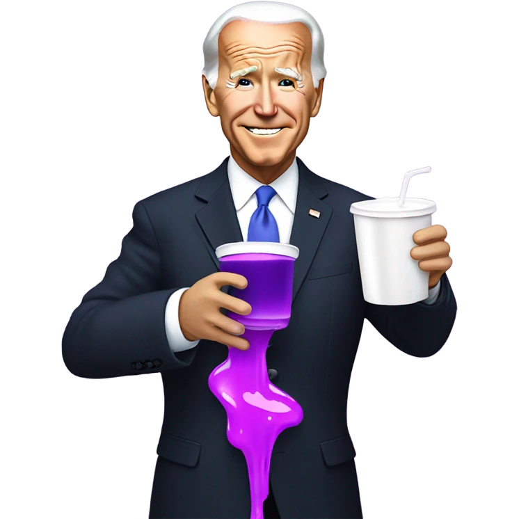 biden with purple liquid spilling out of white cup emoji