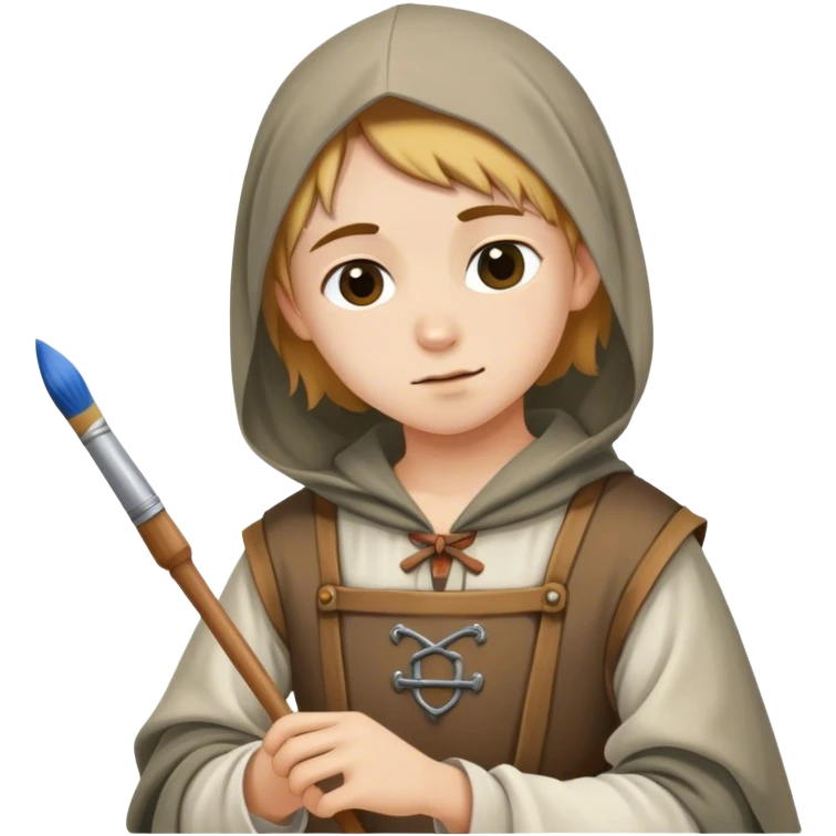 young poor painter with medieval clothes emoji