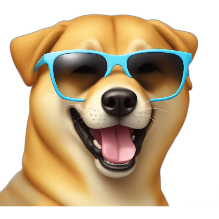panicking doge with cool sunglasses emoji