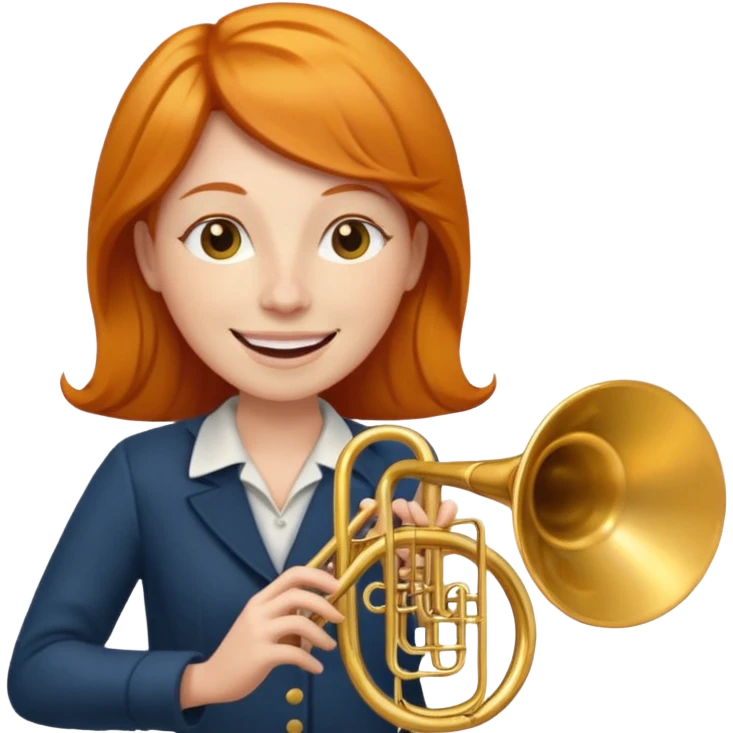 Ginger woman playing trombone emoji