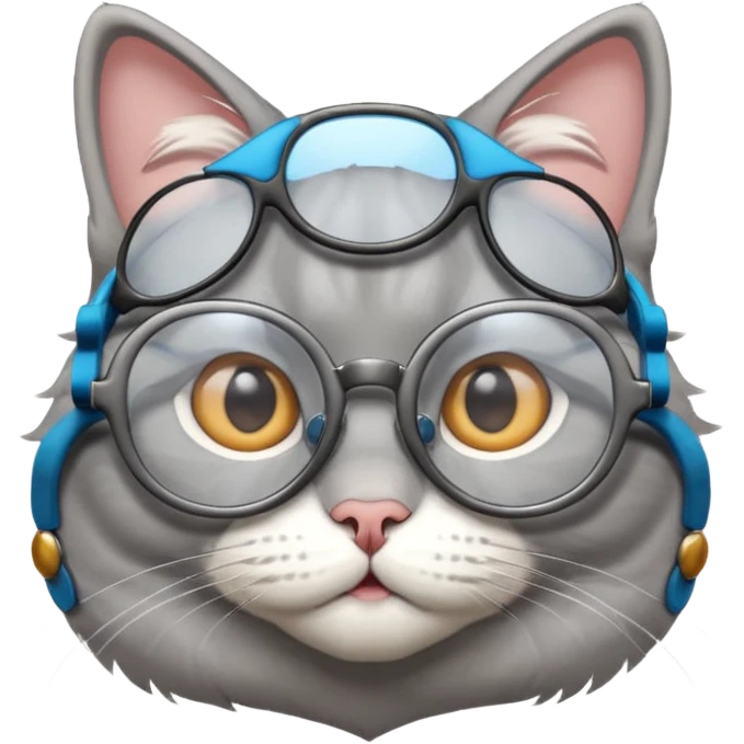 Grey cat wearing big glasses emoji