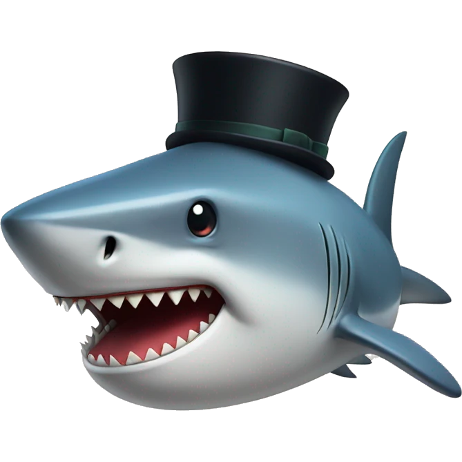 Shark with a top hat emoji