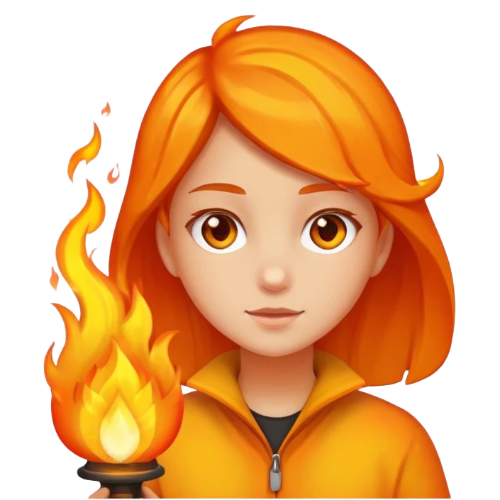 Girl with fire emoji