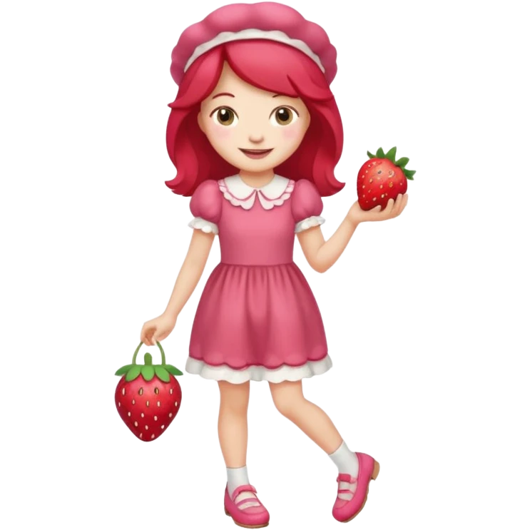 pretty and cute realistic modern day strawberry shortcake full body with red shoes emoji emoji