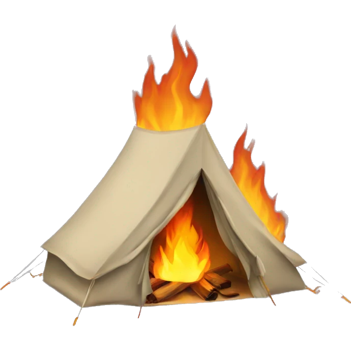 Tent on fire emoji