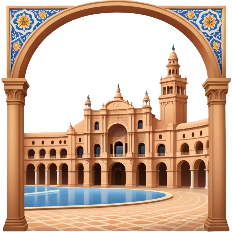 Plaza de España Landmark Emoji – Featuring its semicircular palace, grand arches, and decorative tilework. emoji