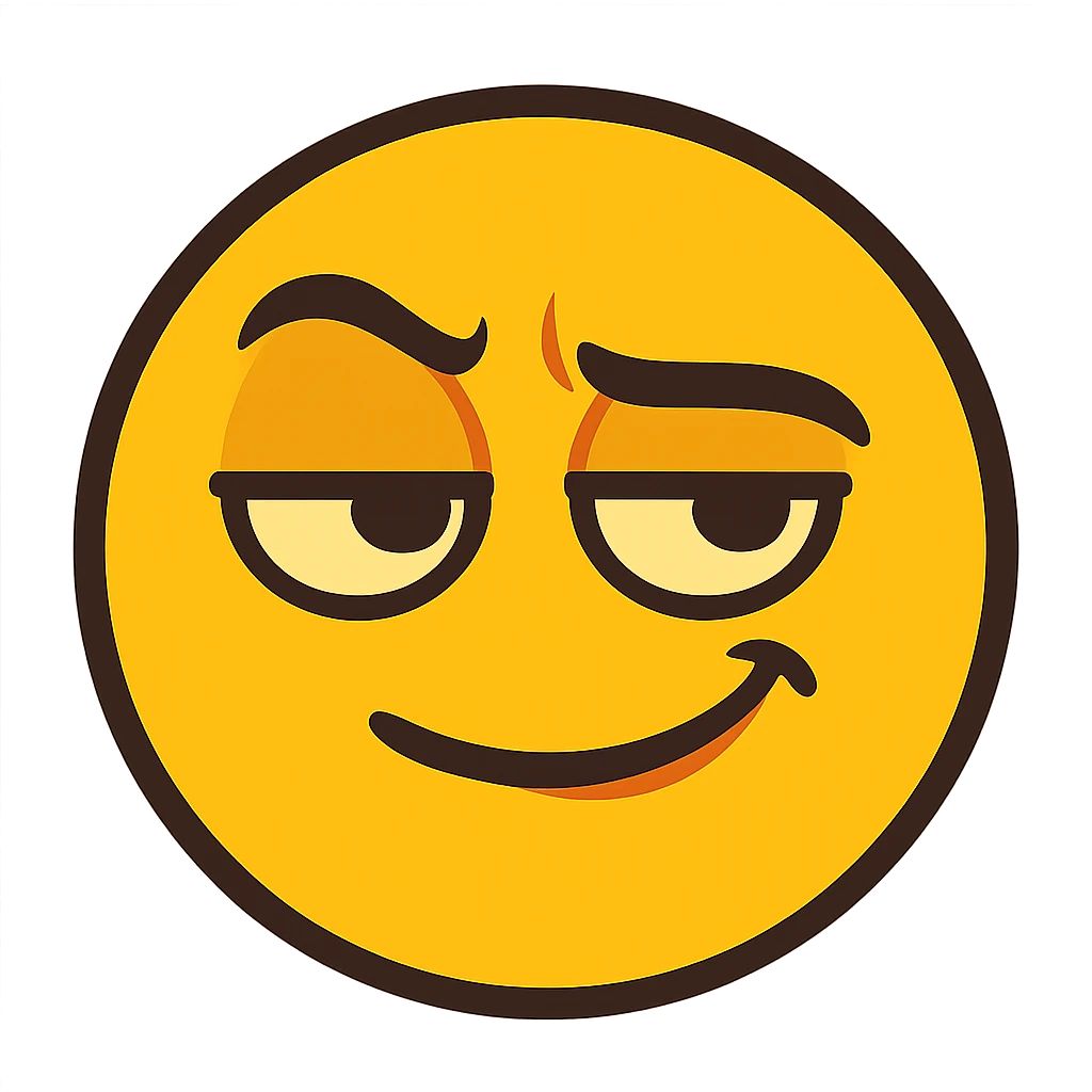 yellow head emoji with a smug expression emoji