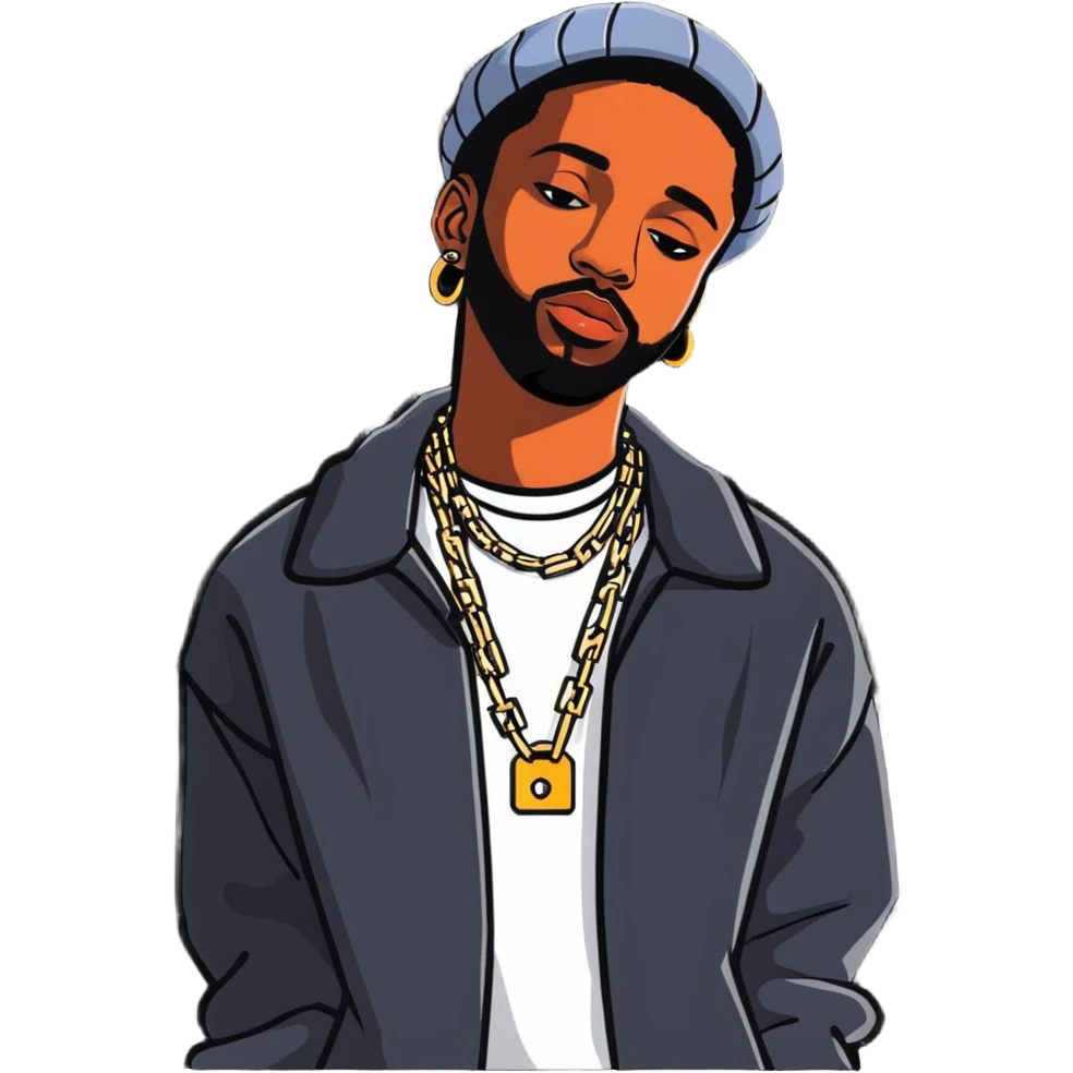 Brent Faiyaz R&B singer with chains and stylish outfit emoji