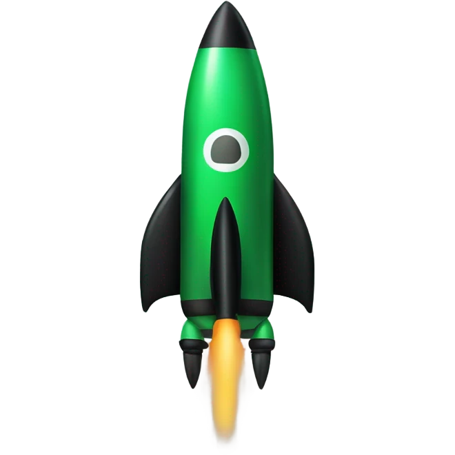 green and black rocket ship ios stile emoji