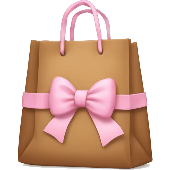 Brown bag with pastel pink bow emoji