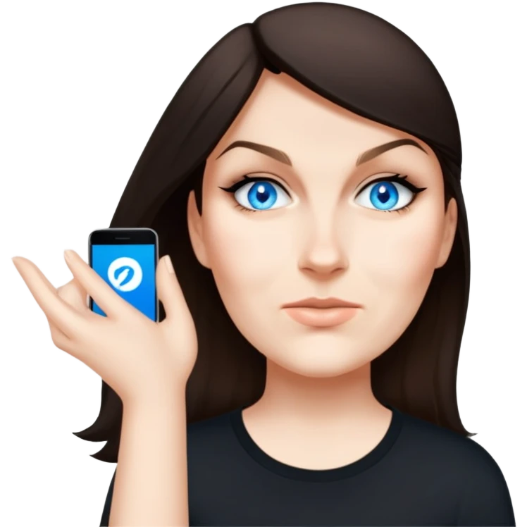 female, wearing black tshirt, black hair emoji