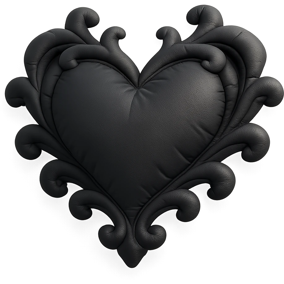 black gothic heart, ornate, dark, elegant emoji
