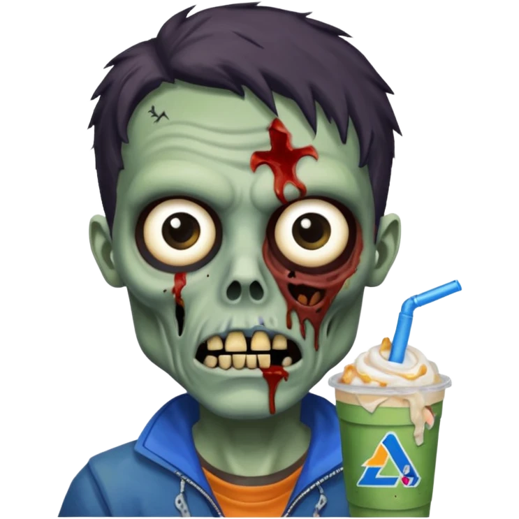 Zombie that has Dutch bros logo in its eyes cause it hungry for Dutch bros emoji
