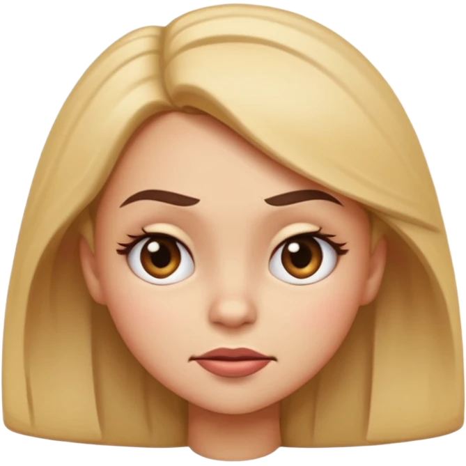 fun expressive iOS-style cartoon emoji of a sassy girl with a dramatic petty look, head tilted, squinting eyes, playful smirk, one eyebrow raised, hand on hip emoji