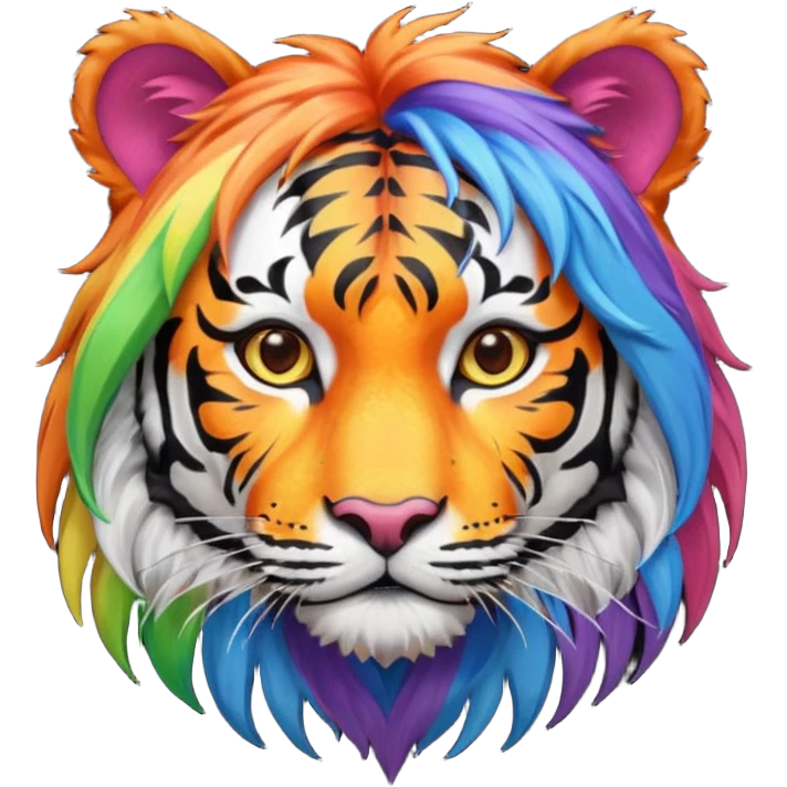 tiger with rainbow wigs emoji