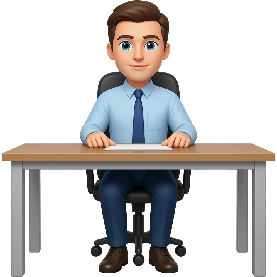 hombre sentado en escritorio full body emoji