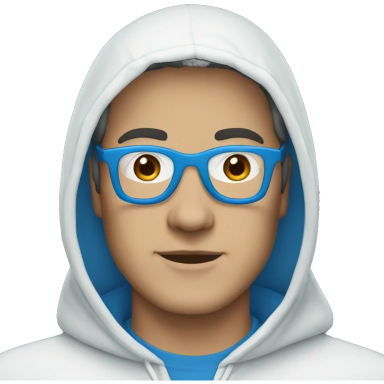 man with blue glasses and white hood emoji