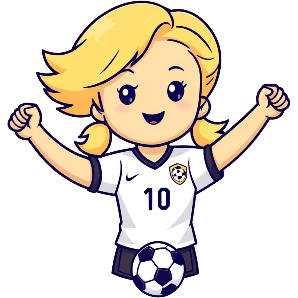 Girl blonde fan to soccer emoji