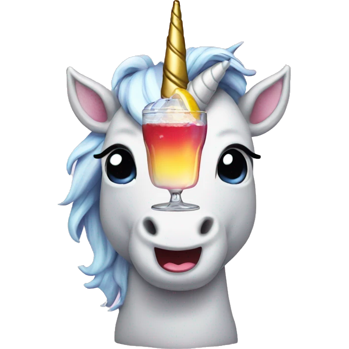 Unicorn with a drink emoji