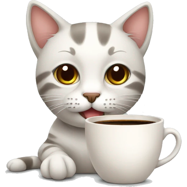 Cute cat with coffee  emoji