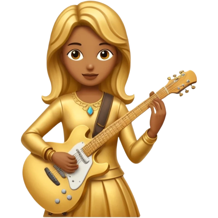 fully golden statue female guitarist face golden emoji