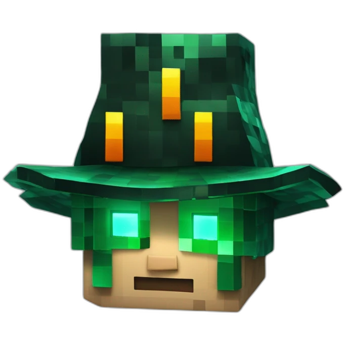 Pixel Minecraft Fedora Halloween Head Mask Diamond Obsidian Emerald Flame Shiny Glow Reward Legendary Unique Epic Mystery emoji