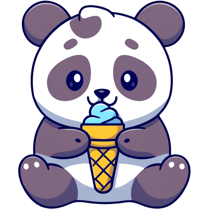 Panda eating ice cream emoji