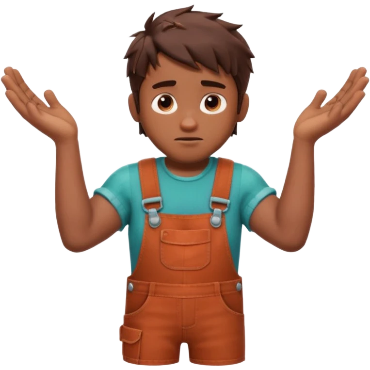 Wreck-It Ralph man with short messy hair, brown overalls, boxy figure with big arms emoji
