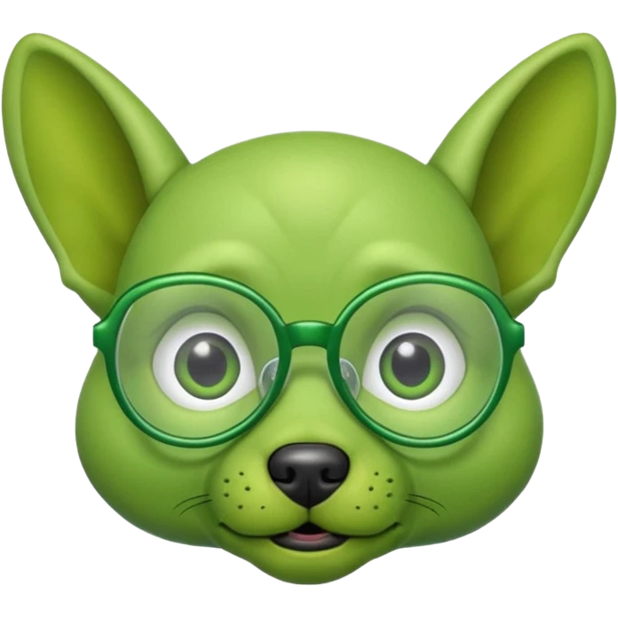 green alien dog with folded ears, wearing glassess emoji