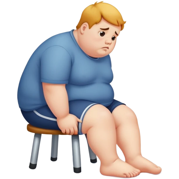 Fat person trying to see their feet, but they can’t emoji