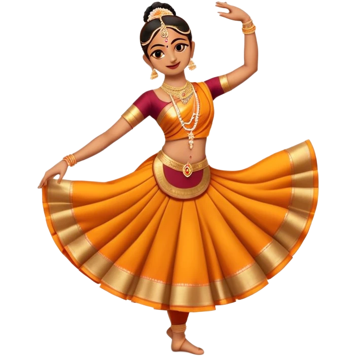 cinematic-realistic-bharatanatyam-dance-emoji,-depicted-as-an-elegant-classical-indian-dance-performance-with-graceful-poses,-intricate-costumes,-and-expressive-hand-gestures,-rendered-with-rich-textures-and-warm-dramatic-lighting, single dancer emoji