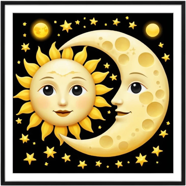 Sun and the moon solstice  emoji